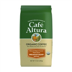 Cafe Altura, Organic Coffee, Breakfast Blend, Medium Roast, Ground, 10 oz (283 g)