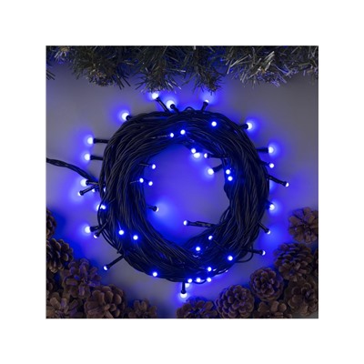 Гирлянда «Нить» 10 м, IP44, УМС, тёмная нить, 72 SMD-LED, свечение синее, 220 В