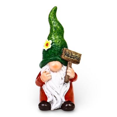 Садовая фигура из полистоуна «Гном Welcome», 10×10×27 см
