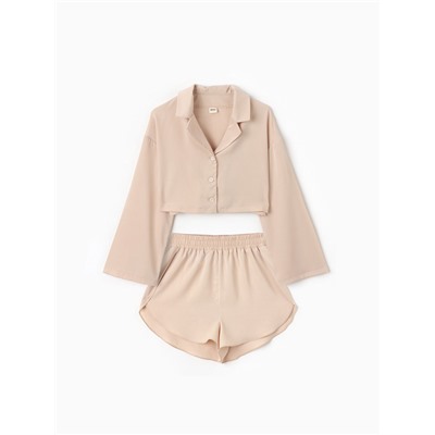 Пижама женская (рубашка, шорты) женская MINAKU: Home collection, жемчужная, размер 44