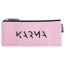 Пенал "Karma" 21,5x9x1 см, плоский для 35 предметов, на молнии, матовая антивандальная искусственная кожа до -40C, аппликация из искусственной кожи, с подкладом