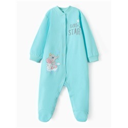 Комбинезон детский с закрытыми ножками «Слоник», цвет голубой, рост 74