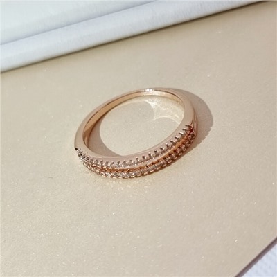 Кольцо ювелирная бижутерия коллекция "Дубай", покрытие позолота, вставка: фианиты, цвет: прозрачный, 17 р, арт.219.415-17