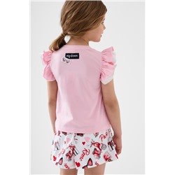 Комплект для девочек: джемпер трикотажный (футболка), шорты текстильные PLAYTODAY, 1243357
