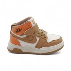 Кроссовки детские высокие 4488-12 бело коричневые