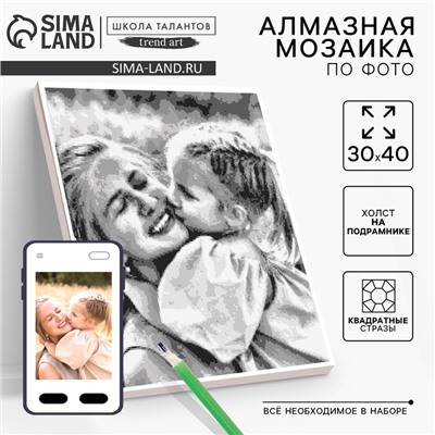 Алмазная мозаика по фото, на раме 30×40, полное заполнение, Gray