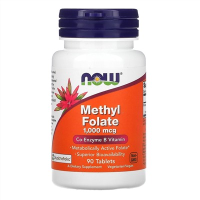 Now Foods, метилфолат, 1000 мкг, 90 таблеток