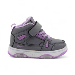 Кроссовки высокие демисезонные В7778-15 серо фиолетовые