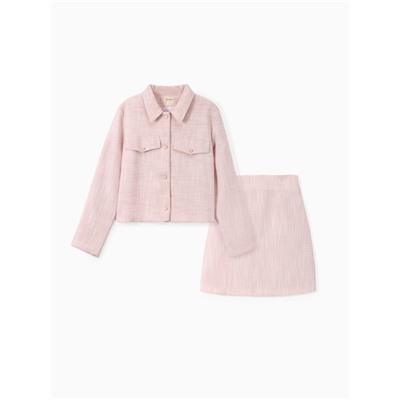 Комплект для девочки (жакет и юбка) MINAKU: PartyDress, розовый, рост 128 см