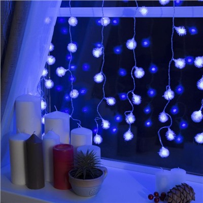 УЦЕНКА Гирлянда «Занавес», 2×1.5 м, с насадками «Ёжики», IP20, 360 LED, 220 В, 8 режимов, прозрачная нить, свечение синее