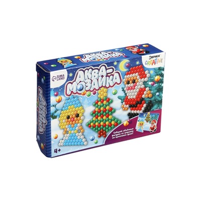 Аквамозаика с декорациями «Дед Мороз и Снегурочка», 3 трафарета, 312 шариков