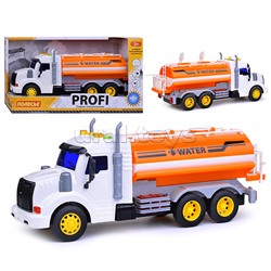 Профи, поливочный автомобиль инерционный (со светом и звуком) (оранжевый) (в коробке)