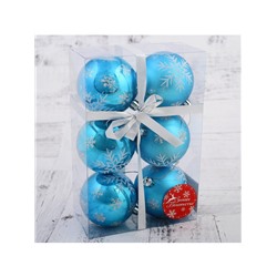 Ёлочные игрушки «Снегопад», шары новогодние, набор 6 шт., d=7 см, голубой