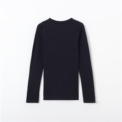 Лонгслив для девочки, цвет темно-синий, рост 122