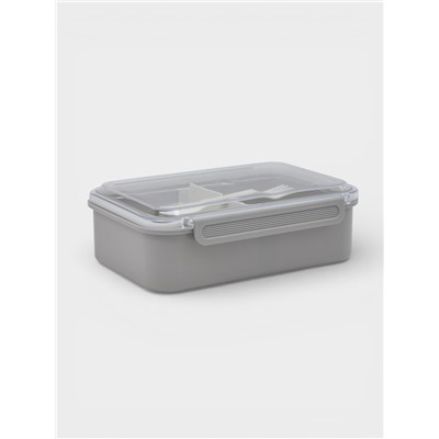 Ланч - бокс, контейнер для еды «Нордик», с приборами, 2 ячейки, 1.5 л, 22.5×17×8 см, пластик, серый