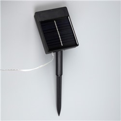 УЦЕНКА Гирлянда «Занавес» 2×1.5 м, IP44, прозрачная нить, 280 LED, свечение тёплое белое, 8 режимов, солнечная батарея