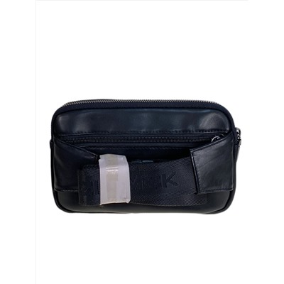 Сумка мужская на пояс из натуральной кожи, цвет черный