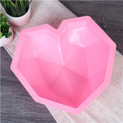 Форма для выпечки Кекс 21х20х6 см силиконовая Сердце с гранями / HL-009 /уп 200/ 0,082/ ПРОМО АКЦИЯ