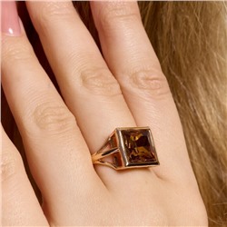 Кольцо 18 р ювелирная бижутерия коллекция "Дубай", покрытие позолота, вставка: фианит, цвет: коричневый, арт.414.110-18