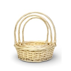 Корзина плетёная для хранения Canna, с ручкой, бежевая, набор 3 шт.