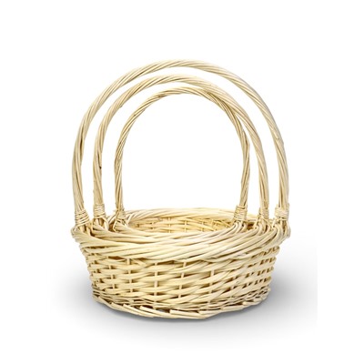 Корзина плетёная для хранения Canna, с ручкой, бежевая, набор 3 шт.