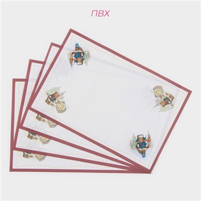 Салфетки сервировочные Доляна «Московский мишка», 4 шт., новогодние, 45×30 см