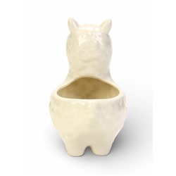 Декоративный горшок для цветов «Лама Лёля», керамический, 200 мл, 15×8×12 см, с поддоном, белый, Greengo