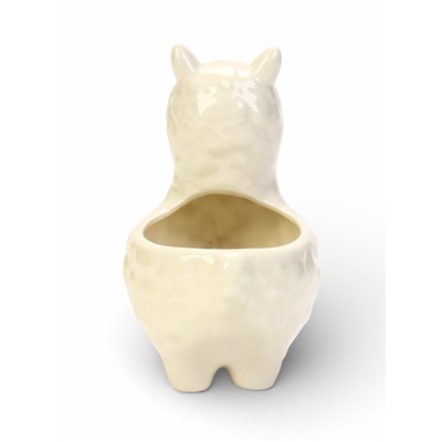 Декоративный горшок для цветов «Лама Лёля», керамический, 200 мл, 15×8×12 см, с поддоном, белый, Greengo