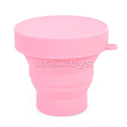 Стакан складной "Mini" 180 мл, диаметр 8 см, высота 8 см, в сложенном виде 2,2 см, силиконовый, с силиконовой крышкой, пастельный розовый