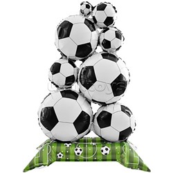 Шар 3D (39''/99 см) Фигура на подставке, Футбольные мячи, 1 шт. в уп.