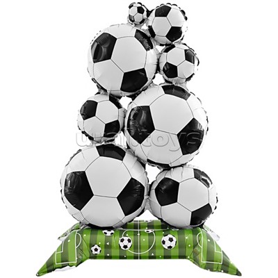 Шар 3D (39''/99 см) Фигура на подставке, Футбольные мячи, 1 шт. в уп.