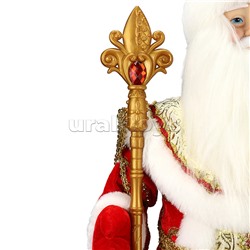 Сувенир Дед Мороз в красной шубе с пайетками и белым мехом,  40см.