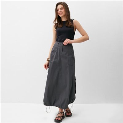 Юбка миди баллон женская MINAKU: Safari, графит, размер 46