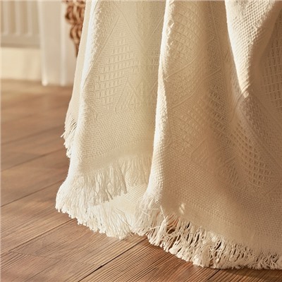 Плед с бахромой SL Home Mosaic, 130×180 см, белый