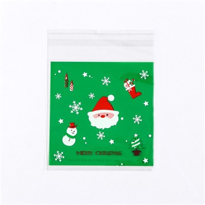 Пакет подарочный новогодний БОПП с липкой лентой, «Счастливого рождества», 10×10+3 см