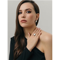 Серьги из чернёного серебра с натуральным перламутром и марказитами 925 пробы HE0489-MP-M-LK