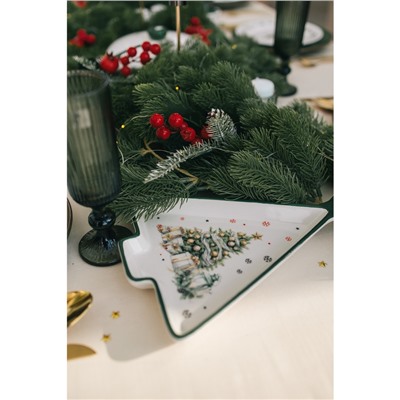 Тарелка новогодняя Доляна «Приближение чуда», 26×20×3 см, белая