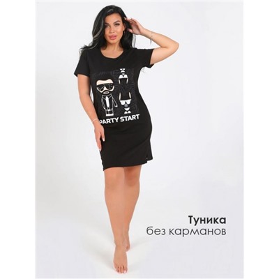 Туника женская с принтом 3320-0001 (Черный)