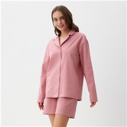 Пижама женская (рубашка, шорты) KAFTAN Basic, размер 44-46, розовая