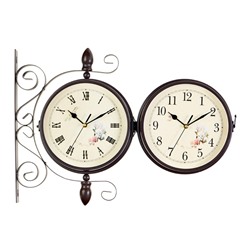 Часы настенные интерьерные «Розы», двусторонние, на подвесе, бесшумные, плавный ход, 30×35 см, циферблат d=19 см