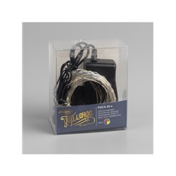 Гирлянда «Нить» 10 м роса, IP20, серебристая нить, 100 LED, свечение мульти, 12 В