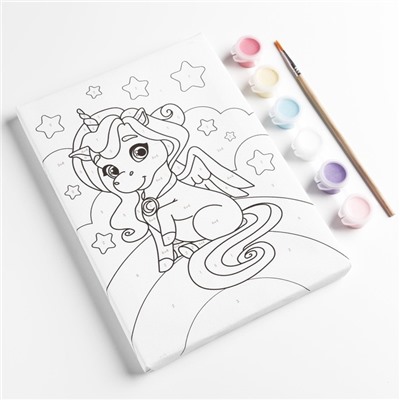 Картина по номерам для детей «Единорог на радуге», 21×15 см