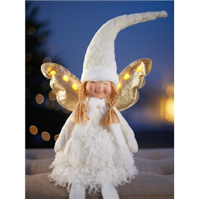 Фигура текстиль «Кукла в белом» 70 см, 6 LED, от батареек AG10×3, свечение тёплое белое