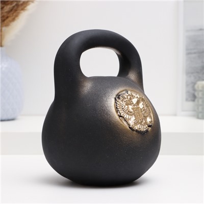 Копилка для денег «Гиря с гербом», гипс, чёрная, 14×14×19 см