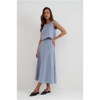 Юбка  SKRT2534_Blue Checkers /Голубой, белый