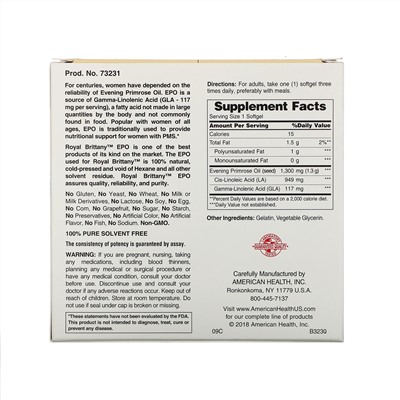 American Health, Royal Brittany, масло первоцвета вечернего, 1300 мг, 2 флакона, 60 мягких таблеток в каждом