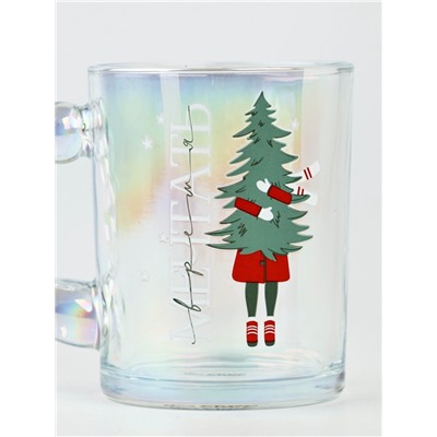 Кружка новогодняя стеклянная «Мечтать», 350 мл, голография