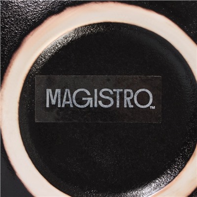 Миска на подставке из бамбука Magistro «Галактика», 1.2 л, 18×18×8.5 см, фарфор, чёрная