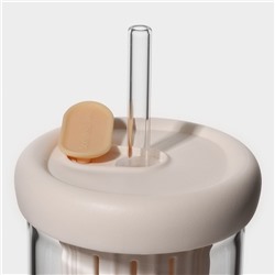 Стакан «Бьорн», 450 мл, с крышкой и трубочкой, стекло