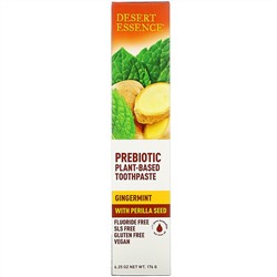 Desert Essence, Prebiotic, Plant-Based Toothpaste, Gingermint,  6.25 oz (176 g)